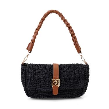  Carlie Siyah Kadın Hasır Omuz Çantası