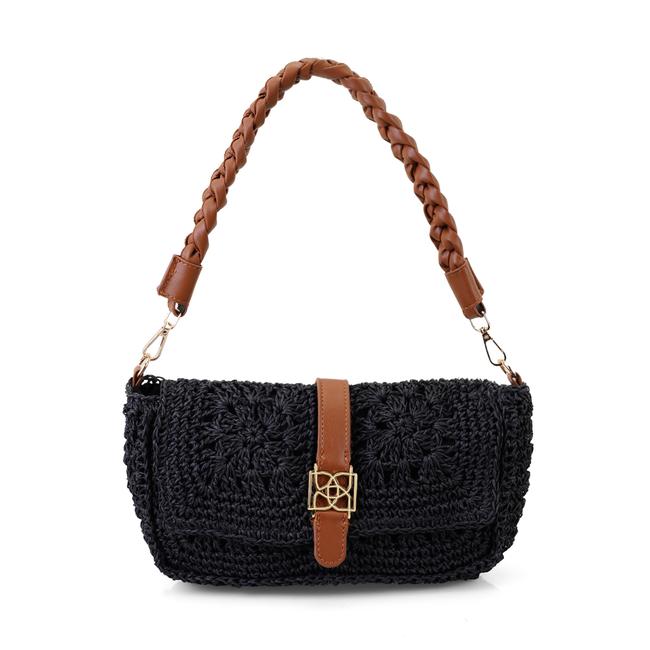  Carlie Siyah Kadın Hasır Omuz Çantası