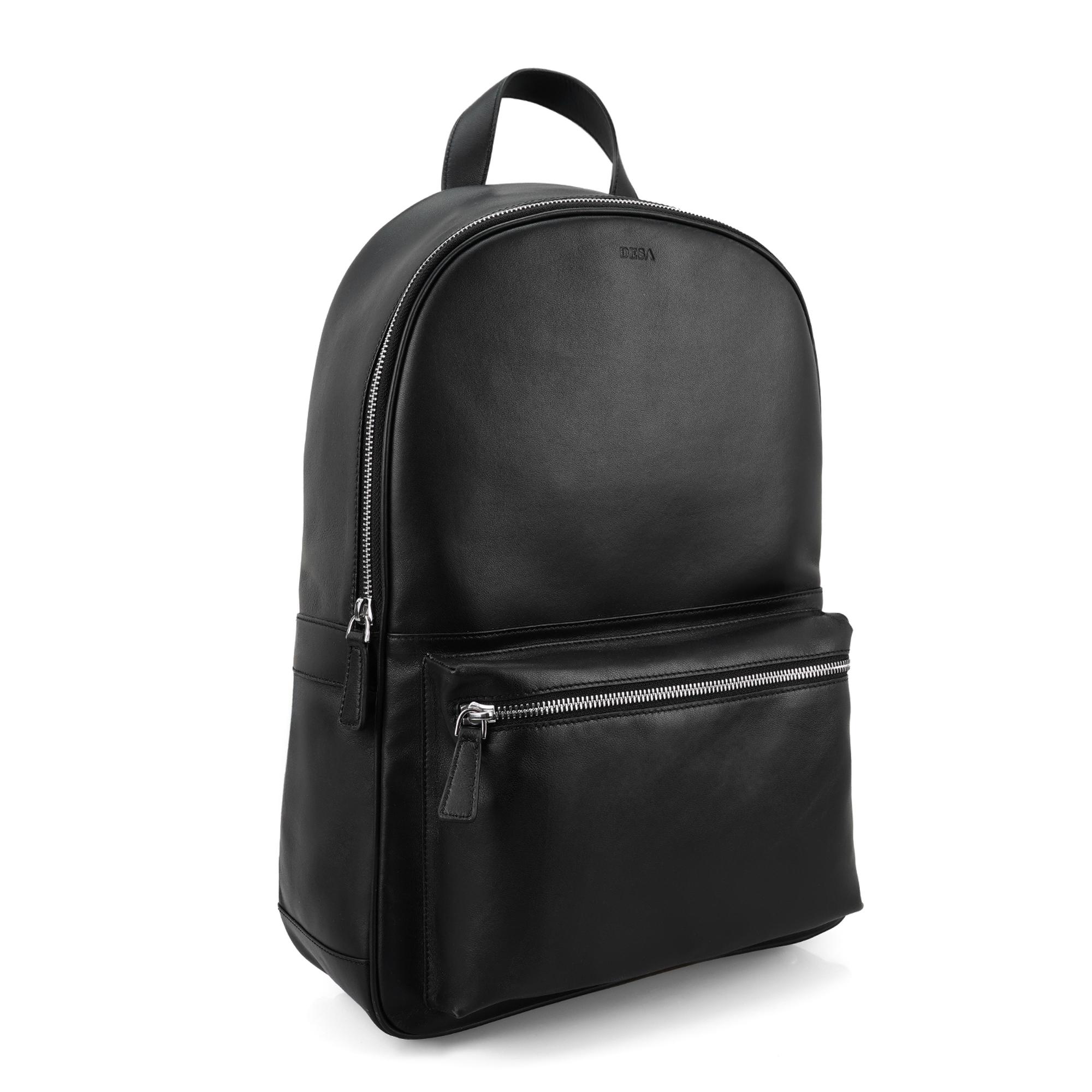 Nathan Siyah Deri Sırt Çantası