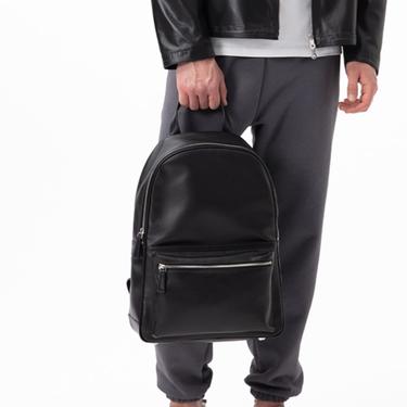 Nathan Siyah Deri Sırt Çantası