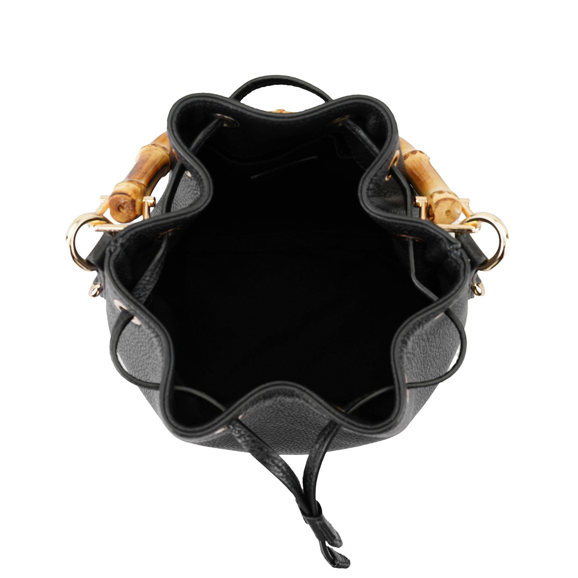 Lexy Siyah Kadın Bambu Askılı Deri Omuz Çantası