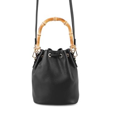  Lexy Siyah Kadın Bambu Askılı Deri Omuz Çantası
