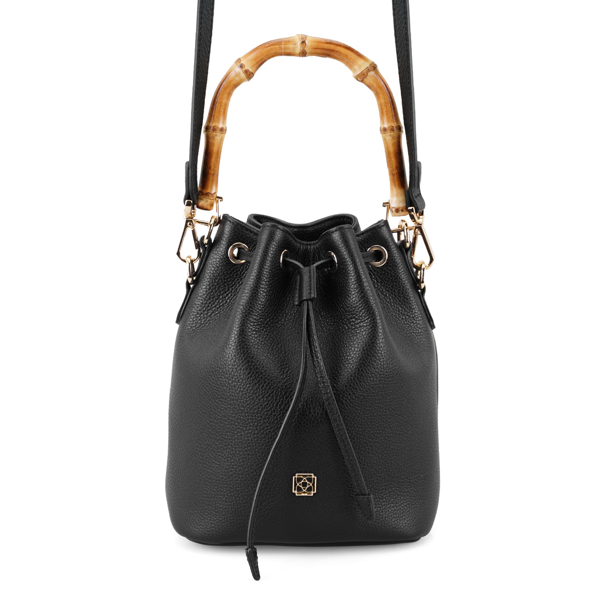 Lexy Siyah Kadın Bambu Askılı Deri Omuz Çantası