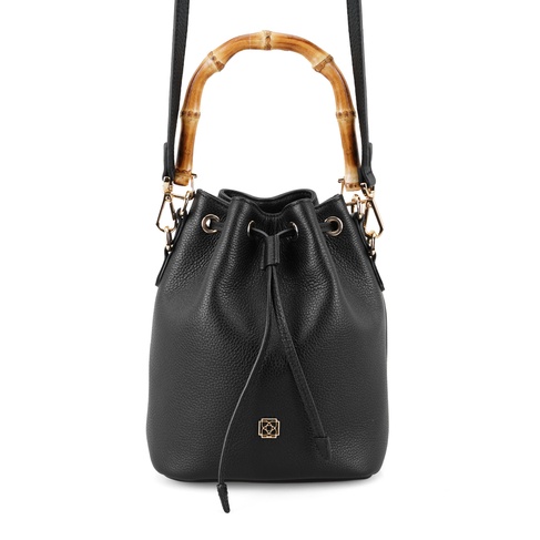  Lexy Siyah Kadın Bambu Askılı Deri Omuz Çantası