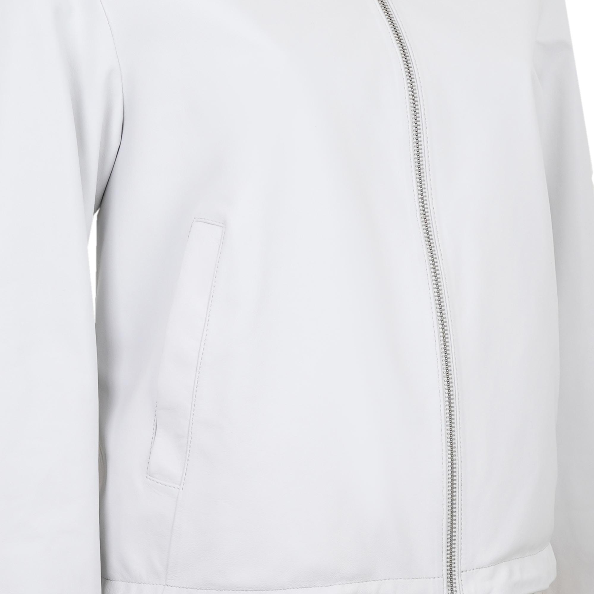 Alette Beyaz Kadın Çift Taraflı Bomber Deri Ceket