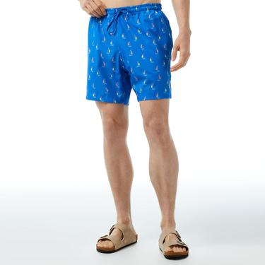  Nautica Erkek Mavi Baskılı Mayo Şort