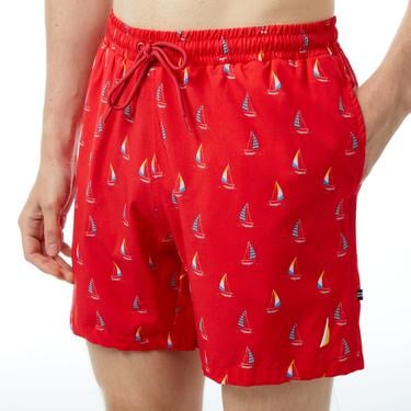  Nautica Erkek Kırmızı Baskılı Mayo Şort
