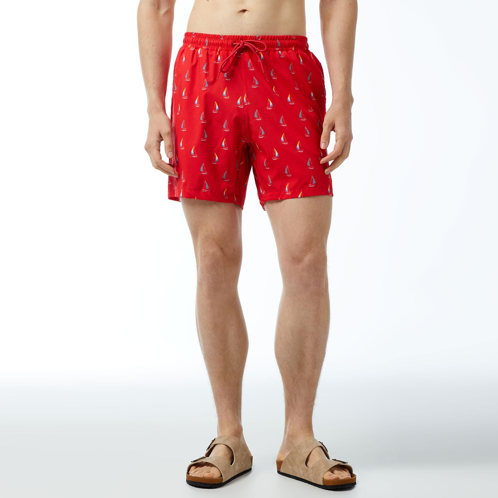 Nautica Erkek Kırmızı Baskılı Deniz Şortu