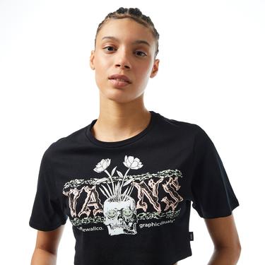  Vans Growing ideas Crew Crop ii Kadın Siyah T-Shirt
