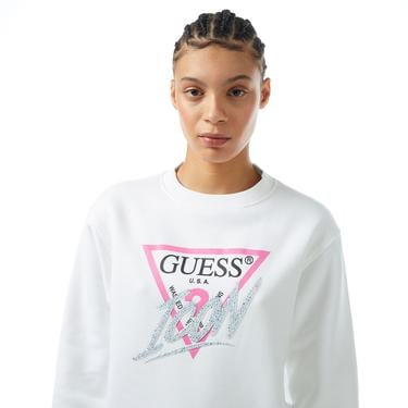  Guess CN Icon Kadın Beyaz Sweatshirt