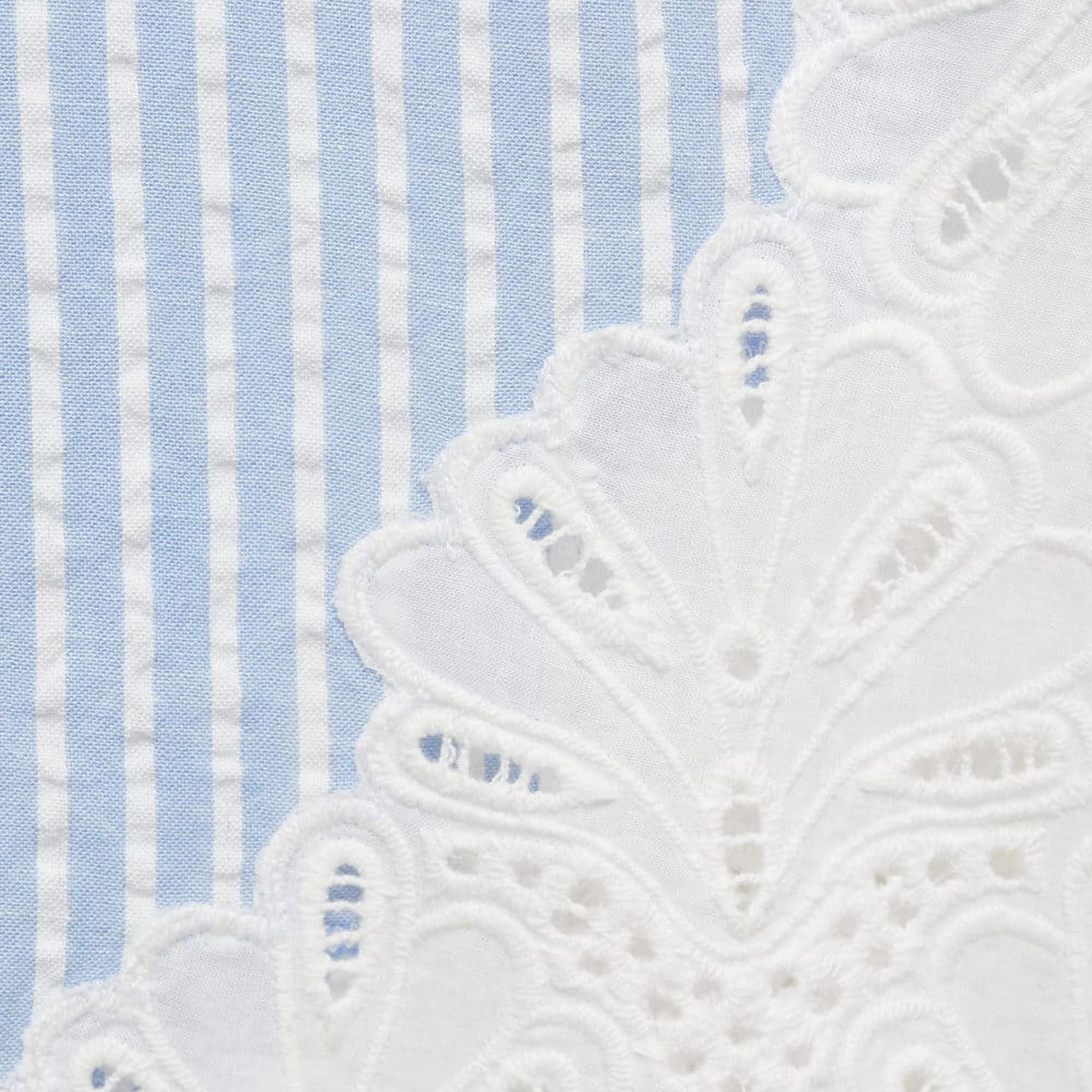 Mango Kadın İşlemeli Çizgili Pantolon Gök Mavisi