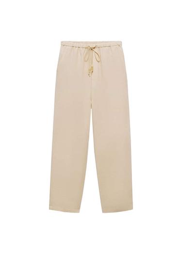  Mango Kadın Keten Jogger Pantolon Ekru