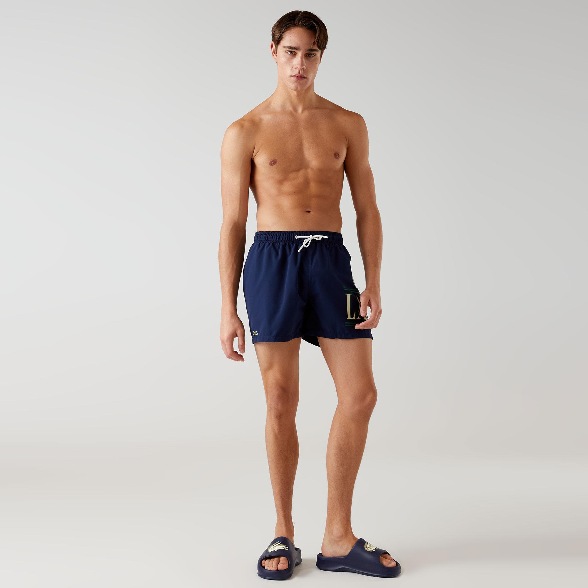 Lacoste Baskılı Erkek Lacivert Deniz Şortu