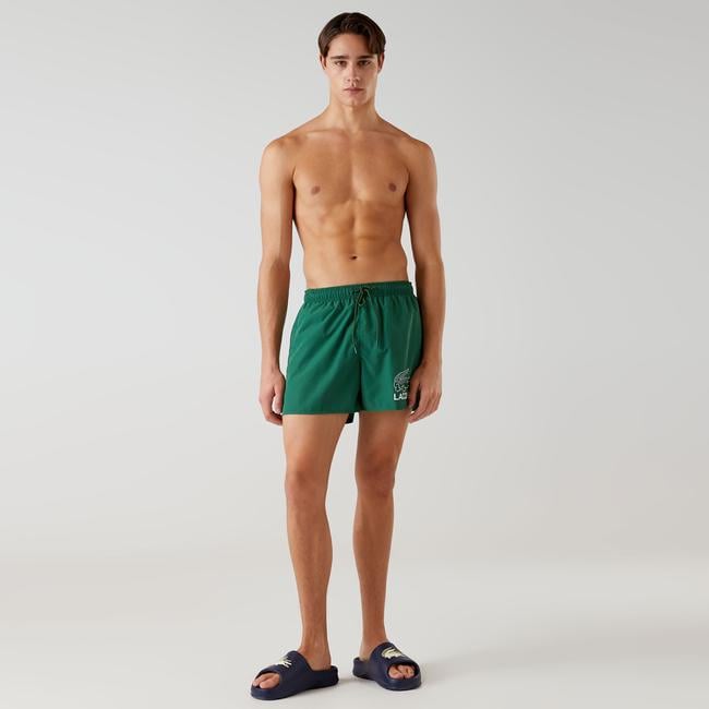  Lacoste Logo Erkek Yeşil Deniz Şortu