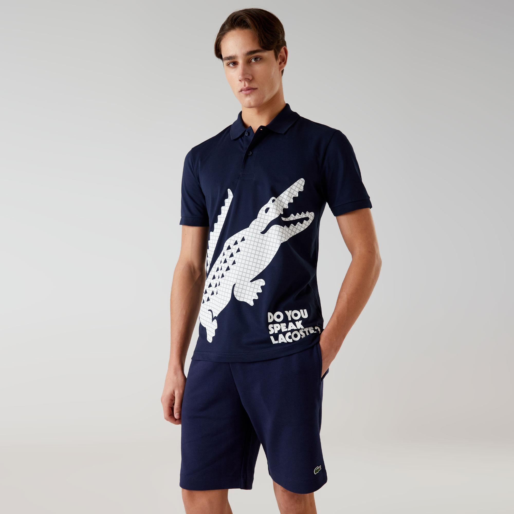 Erkek Regular Fit Baskılı Lacivert Polo