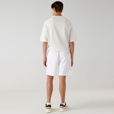  Lacoste Signature Print Erkek Beyaz Şort
