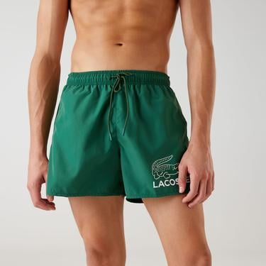  Lacoste Logo Erkek Yeşil Deniz Şortu