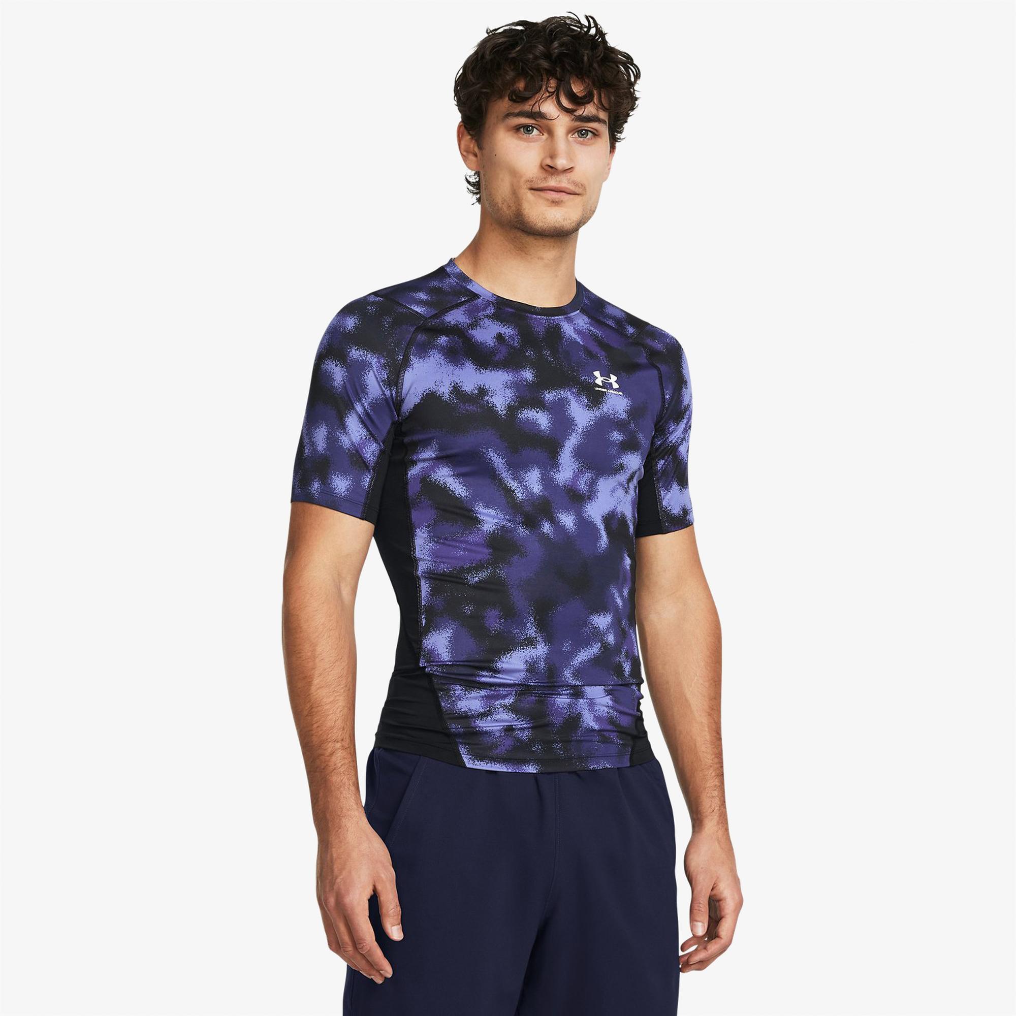 Under Armour HeatGear® Armour Baskılı Erkek Mor Günlük Antrenman T-Shirt