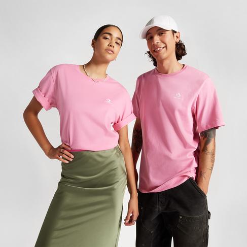  Converse Go-To Embroidered Star Chevron Standard-Fit Unisex Pembe T-Shirt
