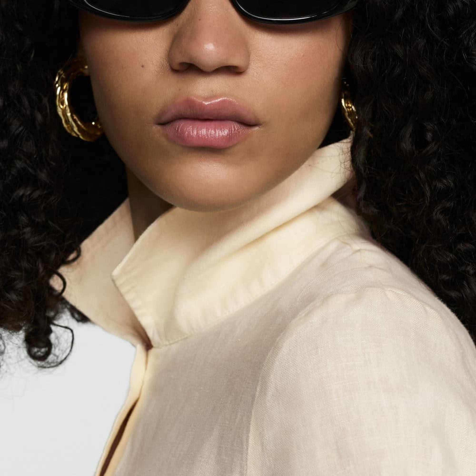 Mango Kadın Keten Karışımlı Kısa Kollu Gömlek Pastel Sarı