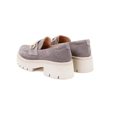  Kadın Vizon Toka Aksesuarlı Süet Deri Loafer