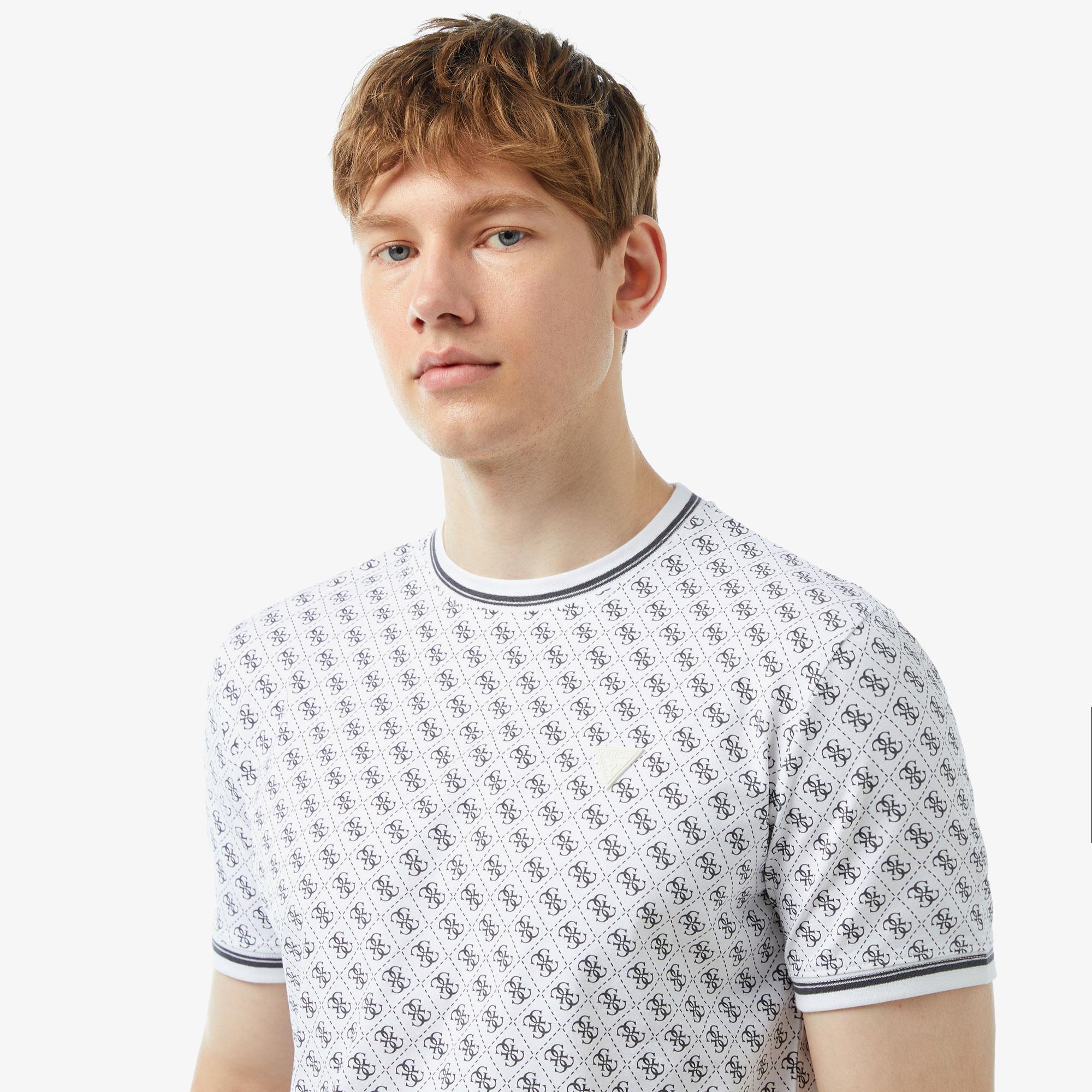 Guess Marshall Mid Organic Stretch Jersey 180 Erkek Beyaz T-Shirt