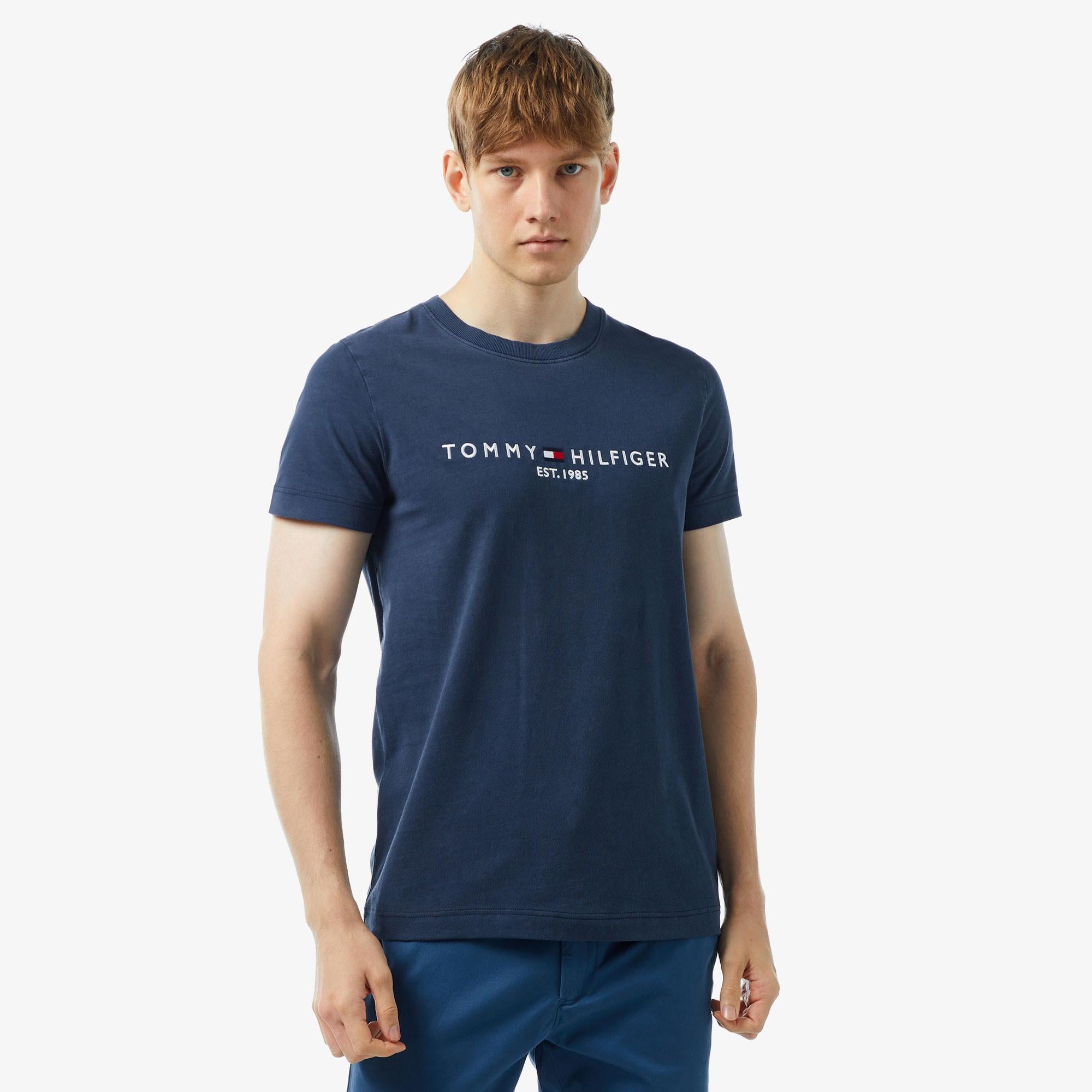 Tommy Hilfiger Garment Dye Erkek Lacivert T-Shirt,