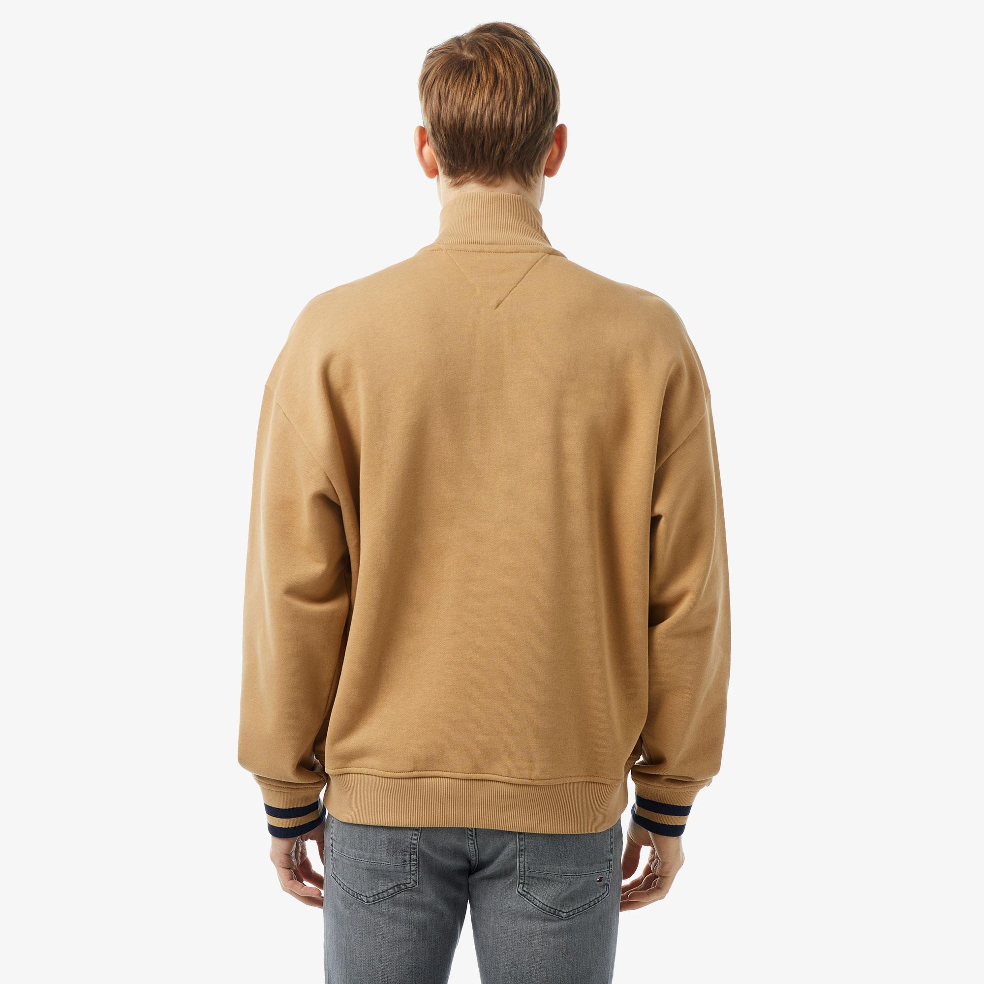 Tommy Hilfiger Monotype Half Zip Erkek Haki Sweatshirt