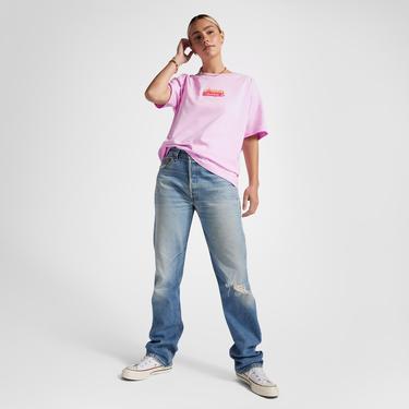  Converse Flaming Oversized Fit Kadın Lila T-Shirt