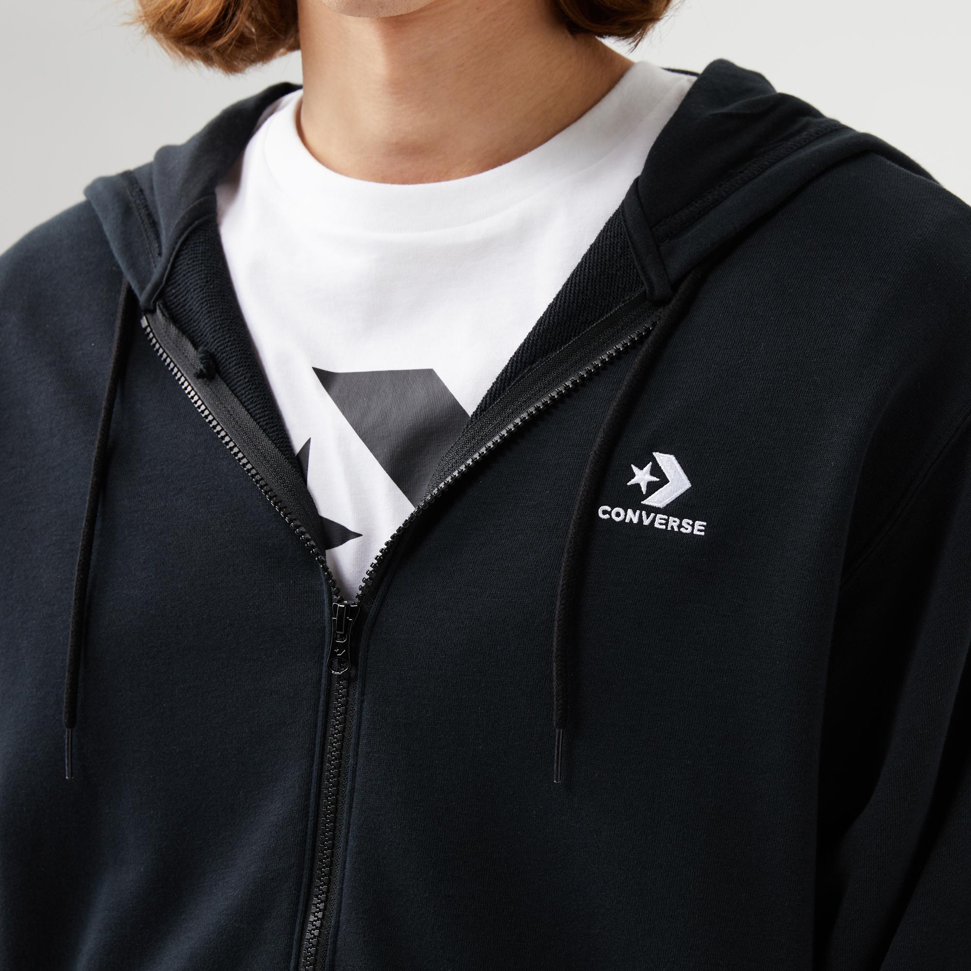 Converse Go-To Embroidered Star Chevron Unisex Siyah Kapüşonlu Eşofman Üstü