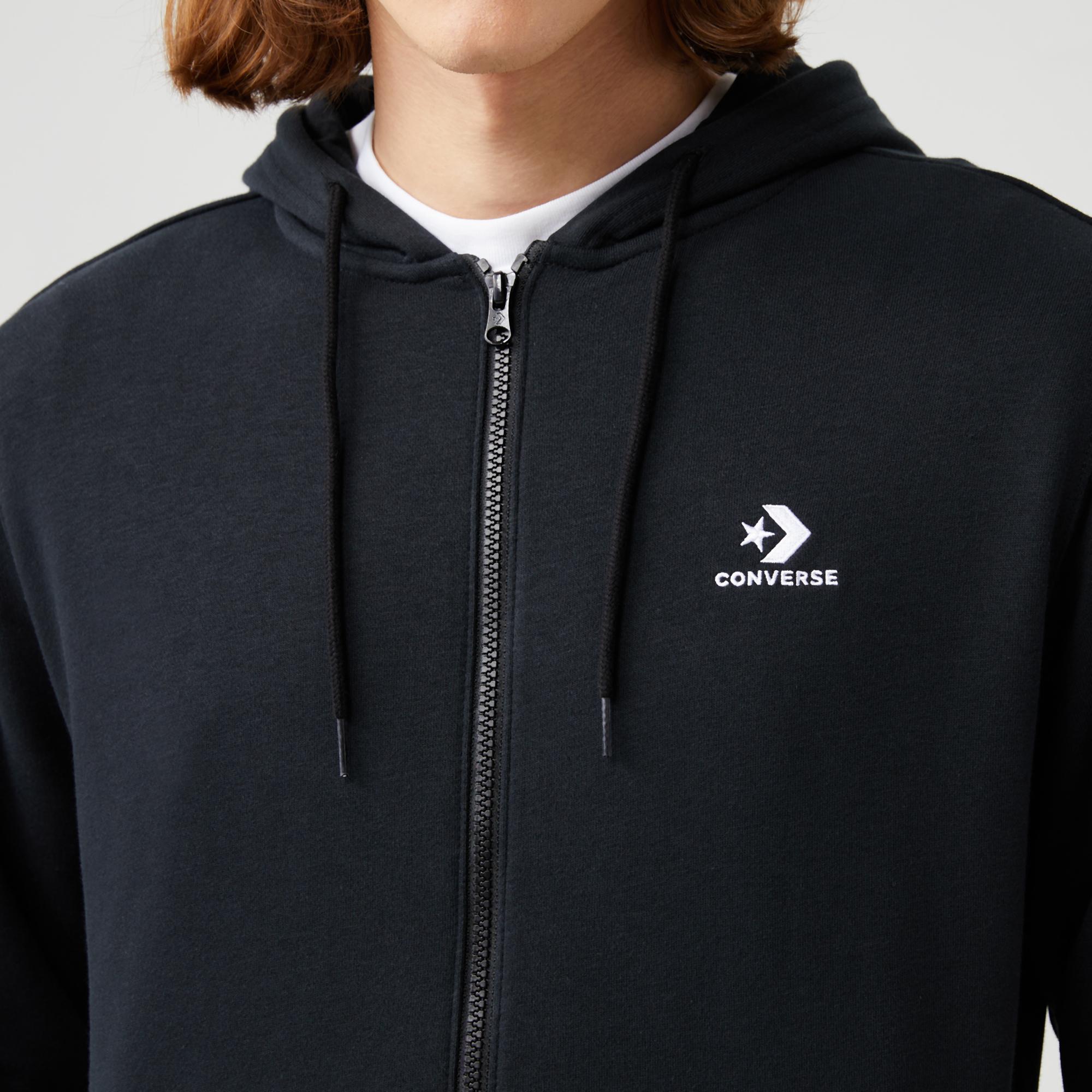 Converse Go-To Embroidered Star Chevron Unisex Siyah Kapüşonlu Eşofman Üstü