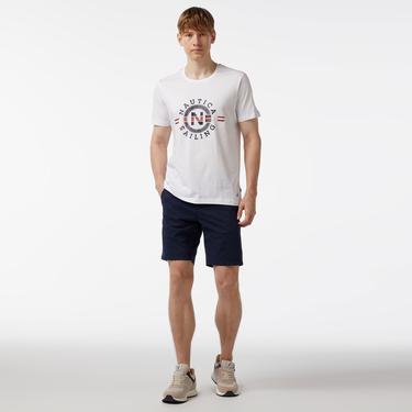  Nautica Erkek Lacivert Slim Fit Baskılı Bermuda Şort