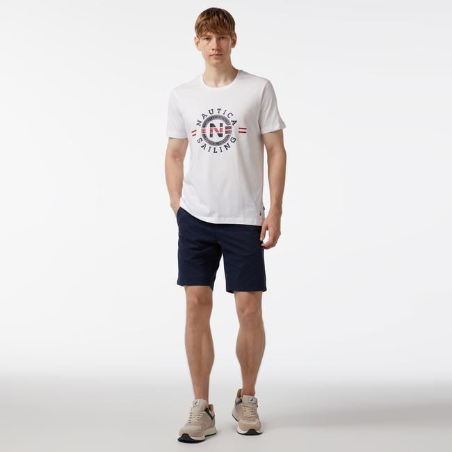  Nautica Erkek Lacivert Slim Fit Baskılı Bermuda Şort