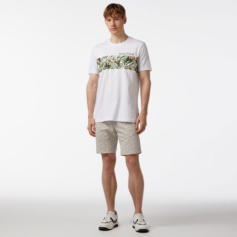  Nautica Erkek Gri Slim Fit Baskılı Bermuda Şort