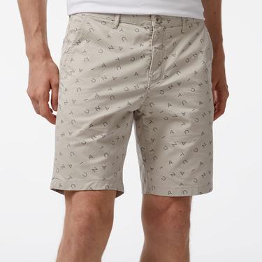  Nautica Erkek Gri Slim Fit Baskılı Bermuda Şort
