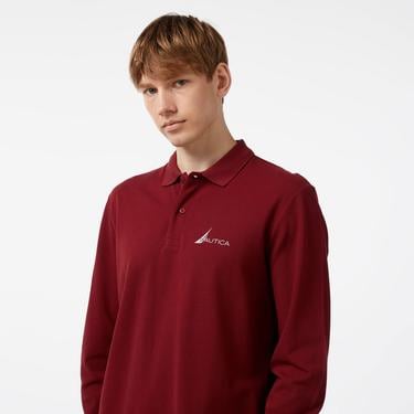  Nautica Erkek Bordo Classic Fit Uzun Kollu Polo