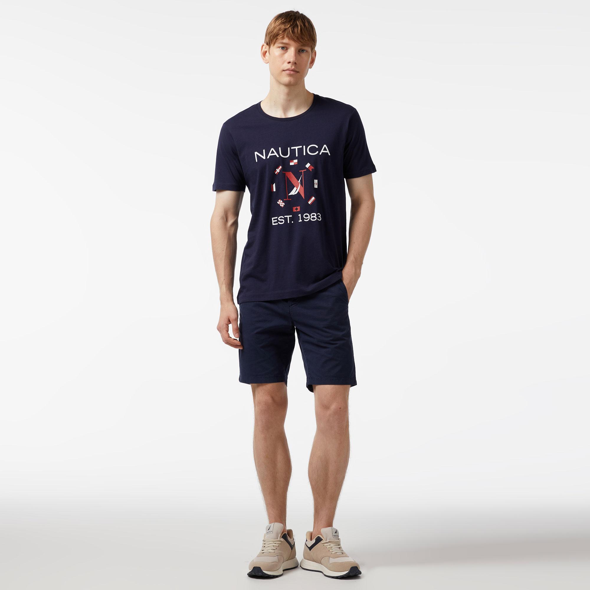 Nautica Erkek Lacivert Standart Fit Kısa Kollu Baskılı T-Shirt