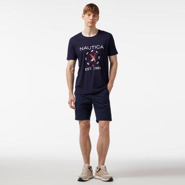  Nautica Erkek Lacivert Standart Fit Kısa Kollu Baskılı T-Shirt