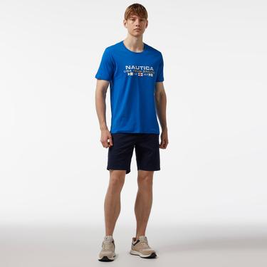  Nautica Erkek Mavi Standart Fit Kısa Kollu Baskılı T-Shirt
