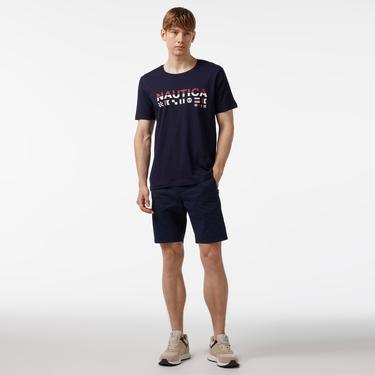  Nautica Erkek Lacivert Standart Fit Kısa Kollu Baskılı T-Shirt