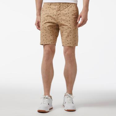  Nautica Erkek Bej Slim Fit Baskılı Bermuda Şort