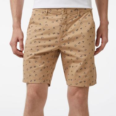  Nautica Erkek Bej Slim Fit Baskılı Bermuda Şort