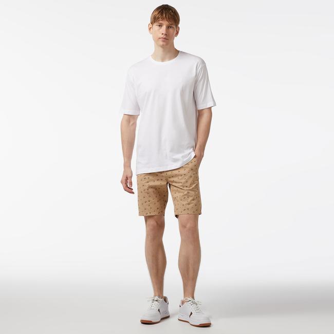  Nautica Erkek Bej Slim Fit Baskılı Bermuda Şort