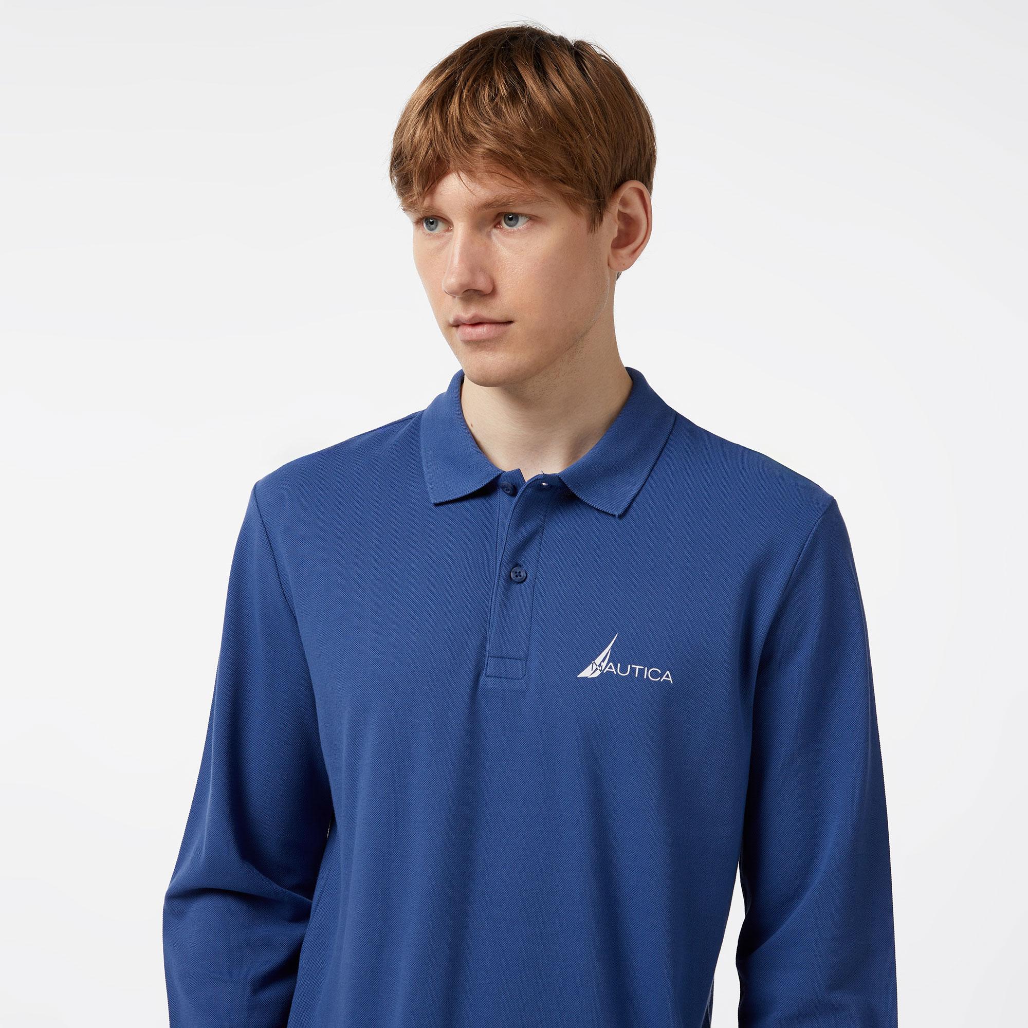 Nautica Erkek Lacivert Classic Fit Uzun Kollu Polo