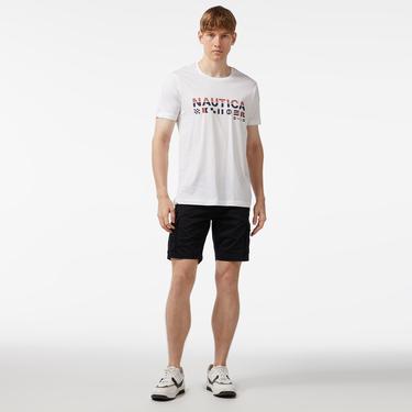  Nautica Erkek Beyaz Standart Fit Kısa Kollu Baskılı T-Shirt