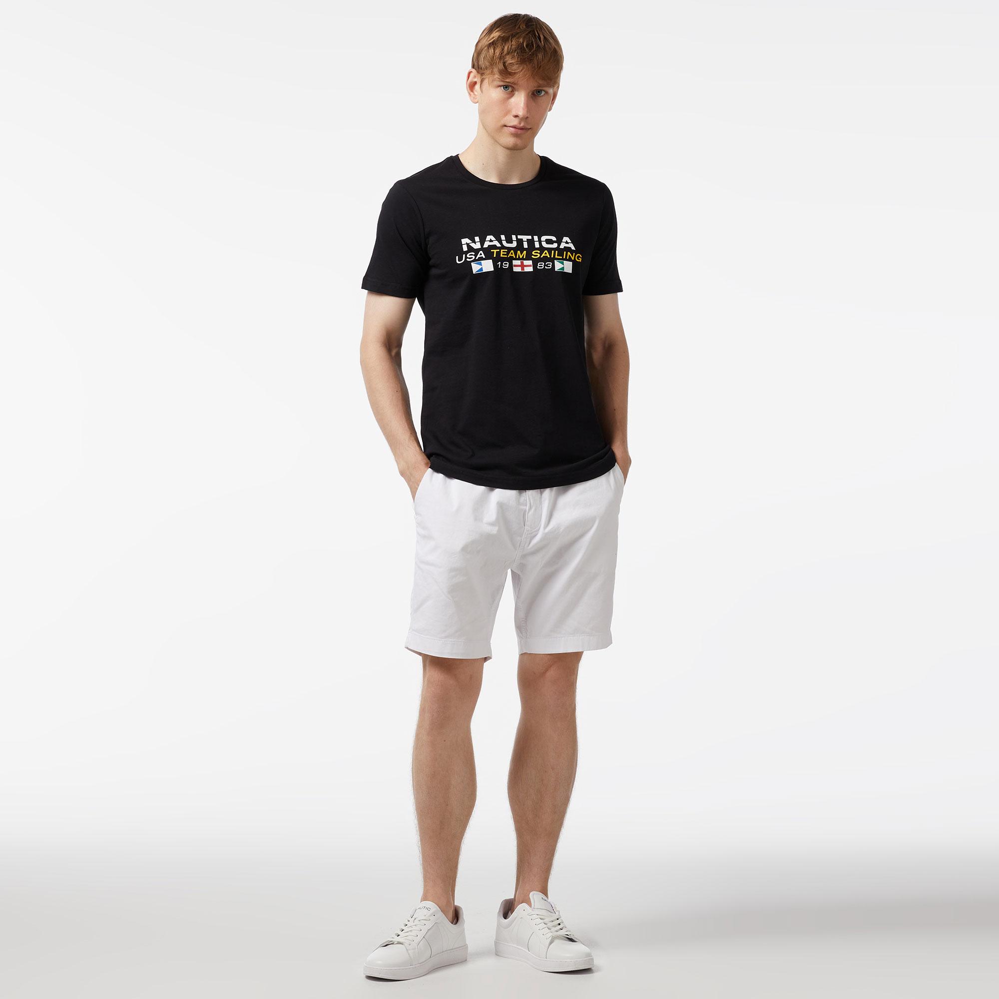 Nautica Erkek Siyah Standart Fit Kısa Kollu Baskılı T-Shirt