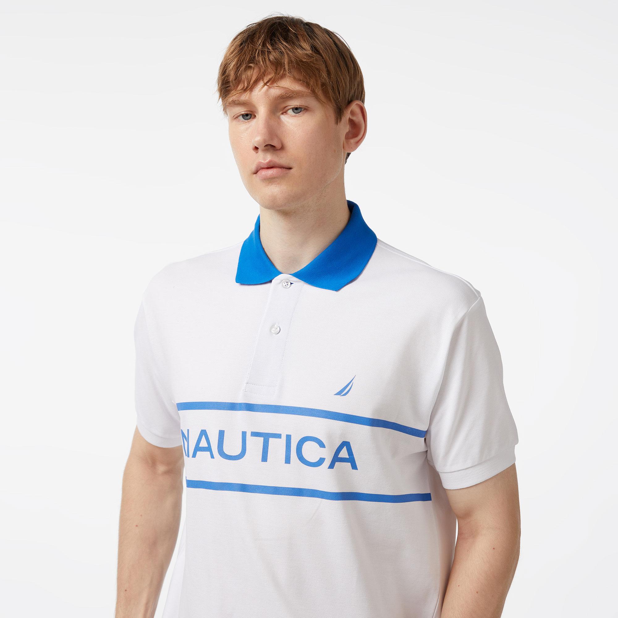 Nautica Erkek Beyaz Classic Fit Kısa Kollu Polo Yaka T-Shirt