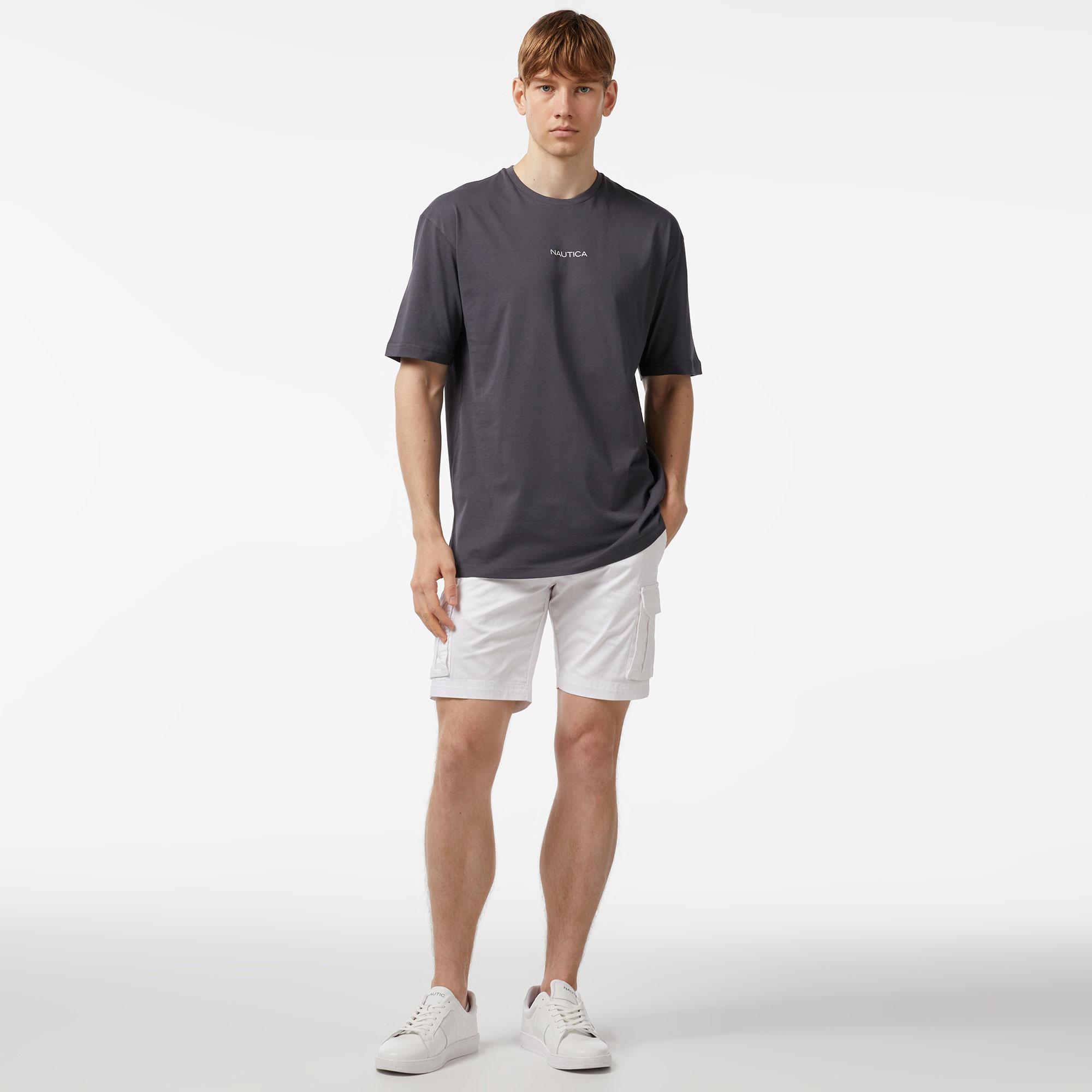 Nautica Erkek Gri Oversize T-Shirt