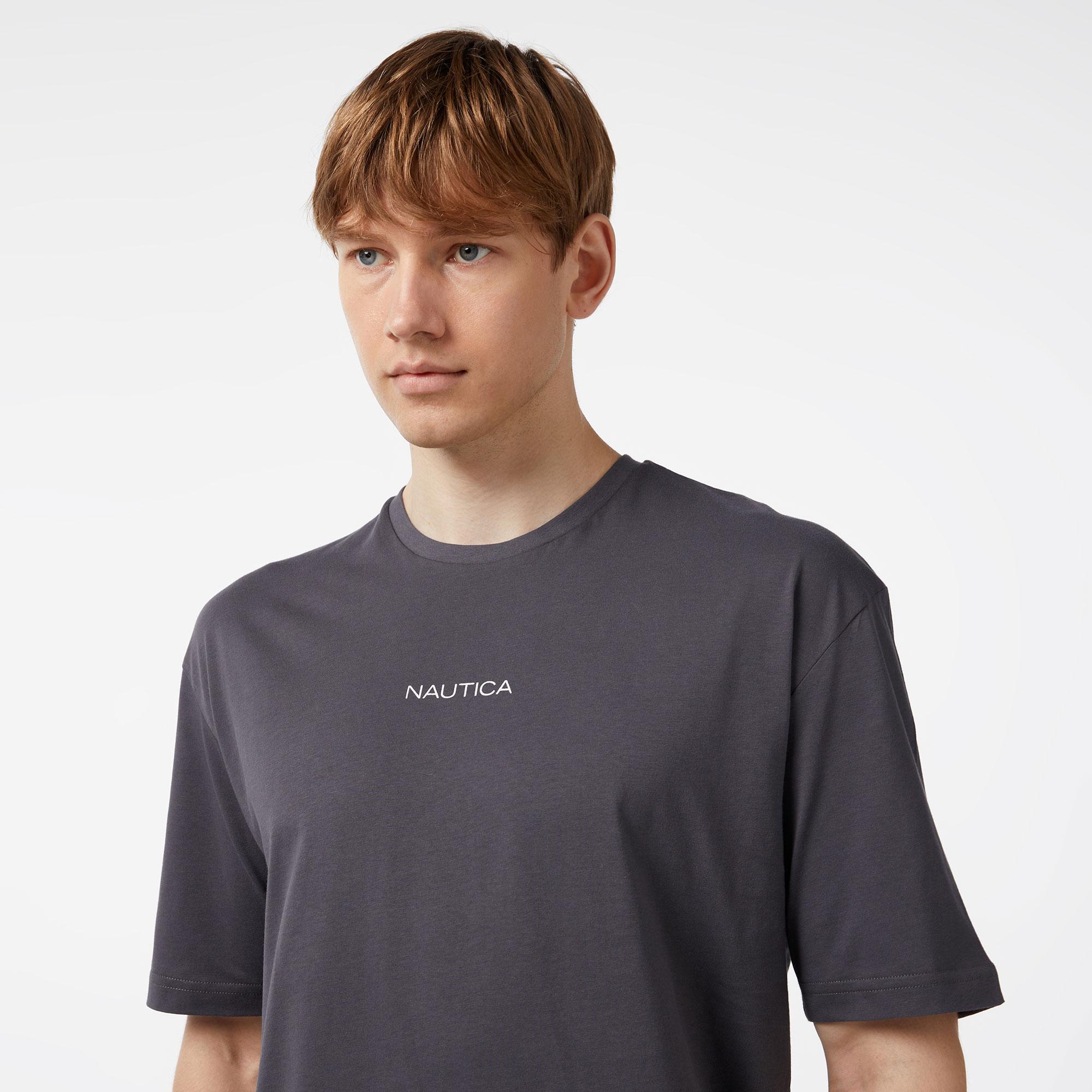 Nautica Erkek Gri Oversize T-Shirt