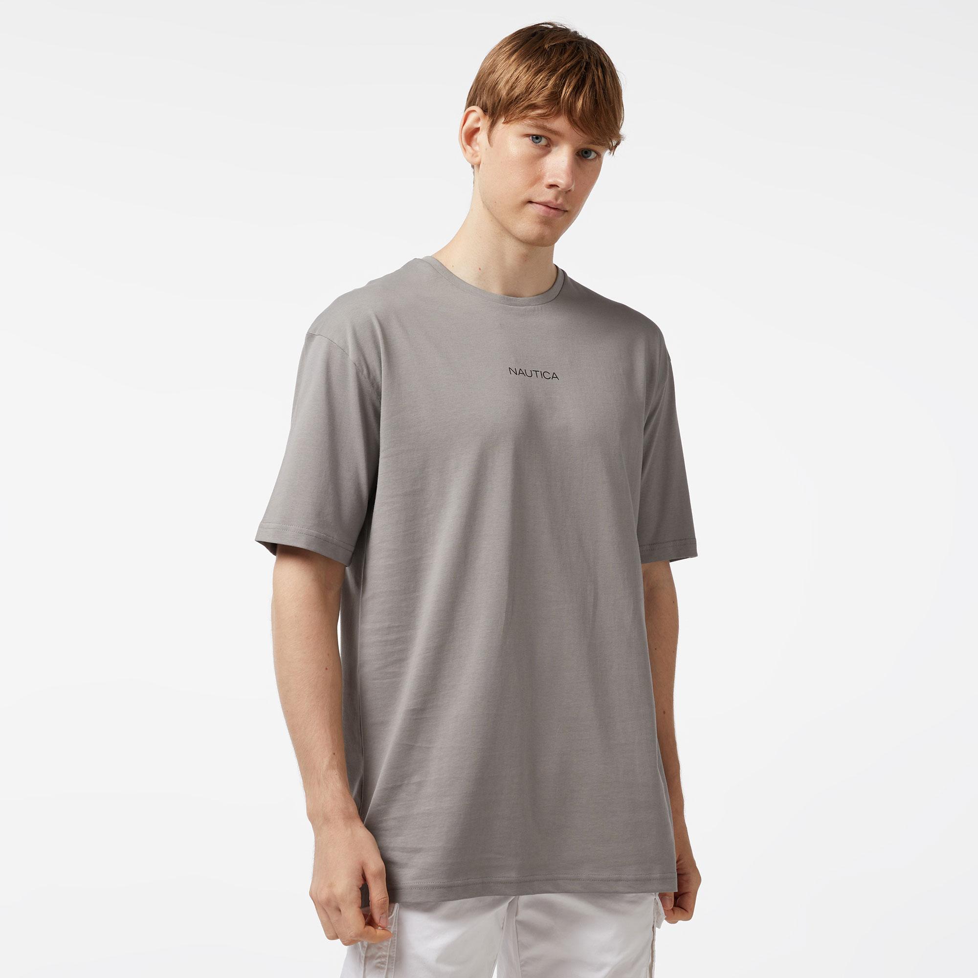 Nautica Erkek Gri Oversize T-Shirt